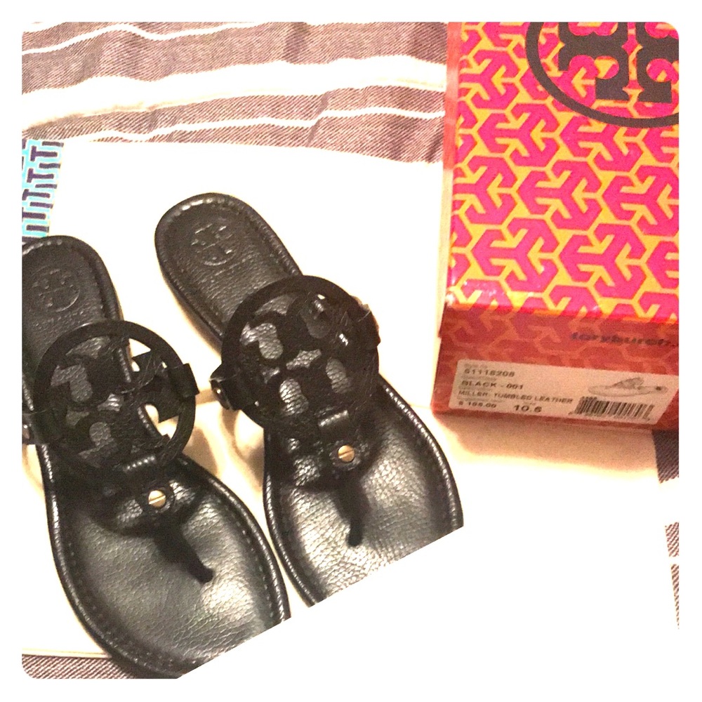 Tory Burch Miller Black Tumbled Leather SZ 10.5